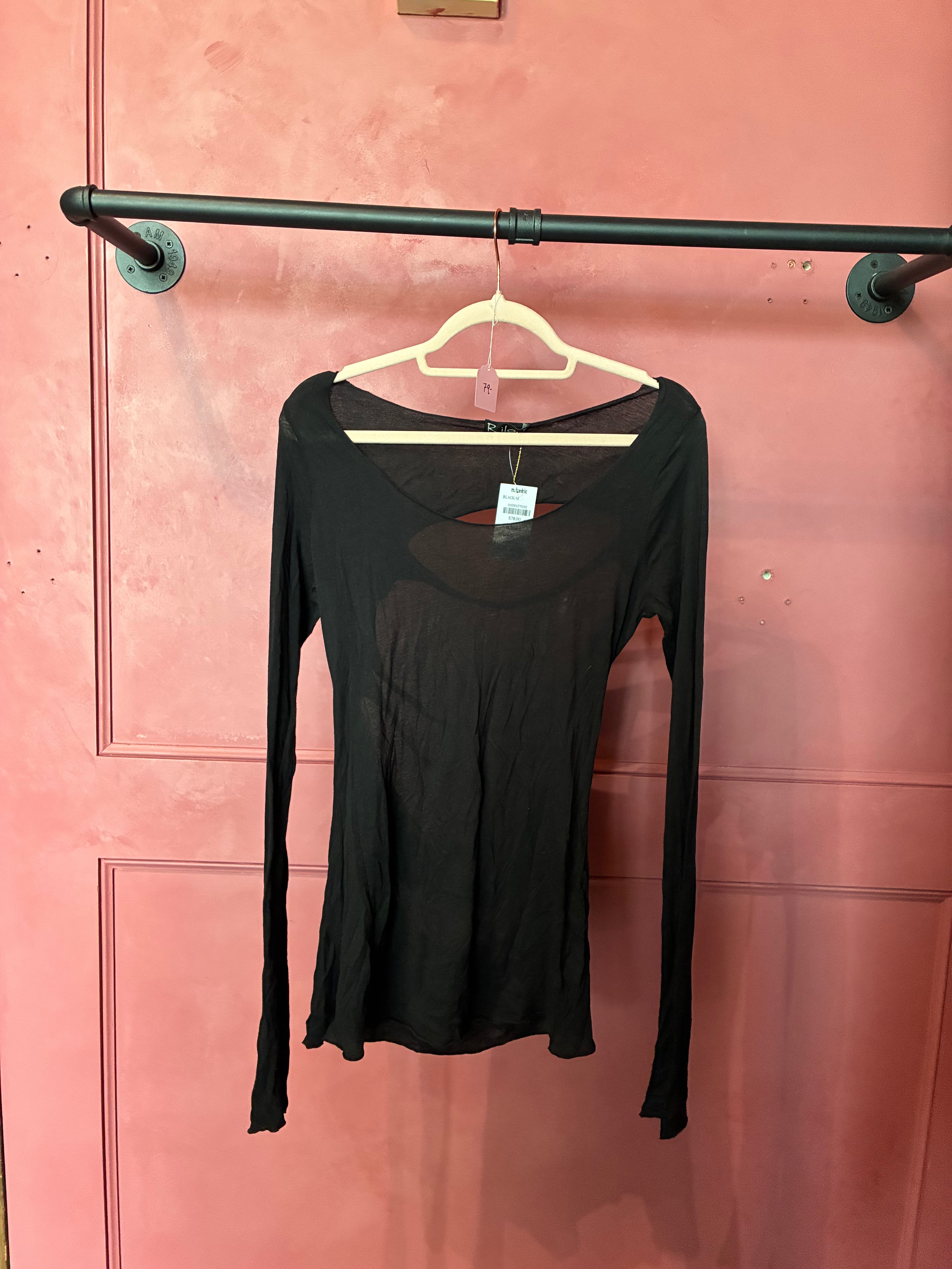 Vintage M. Fredric Black Cutout Long Sleeve Top