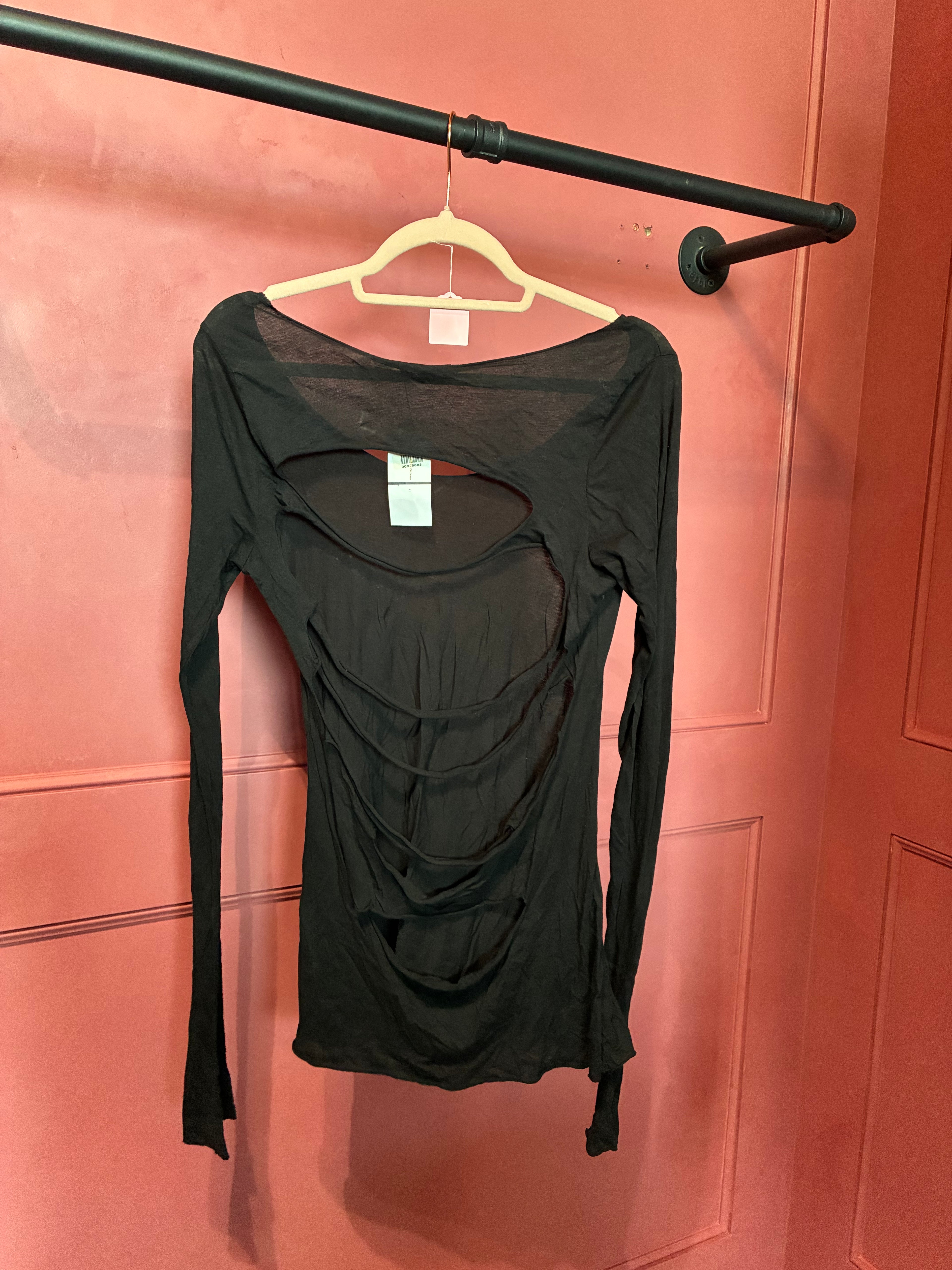 Vintage M. Fredric Black Cutout Long Sleeve Top