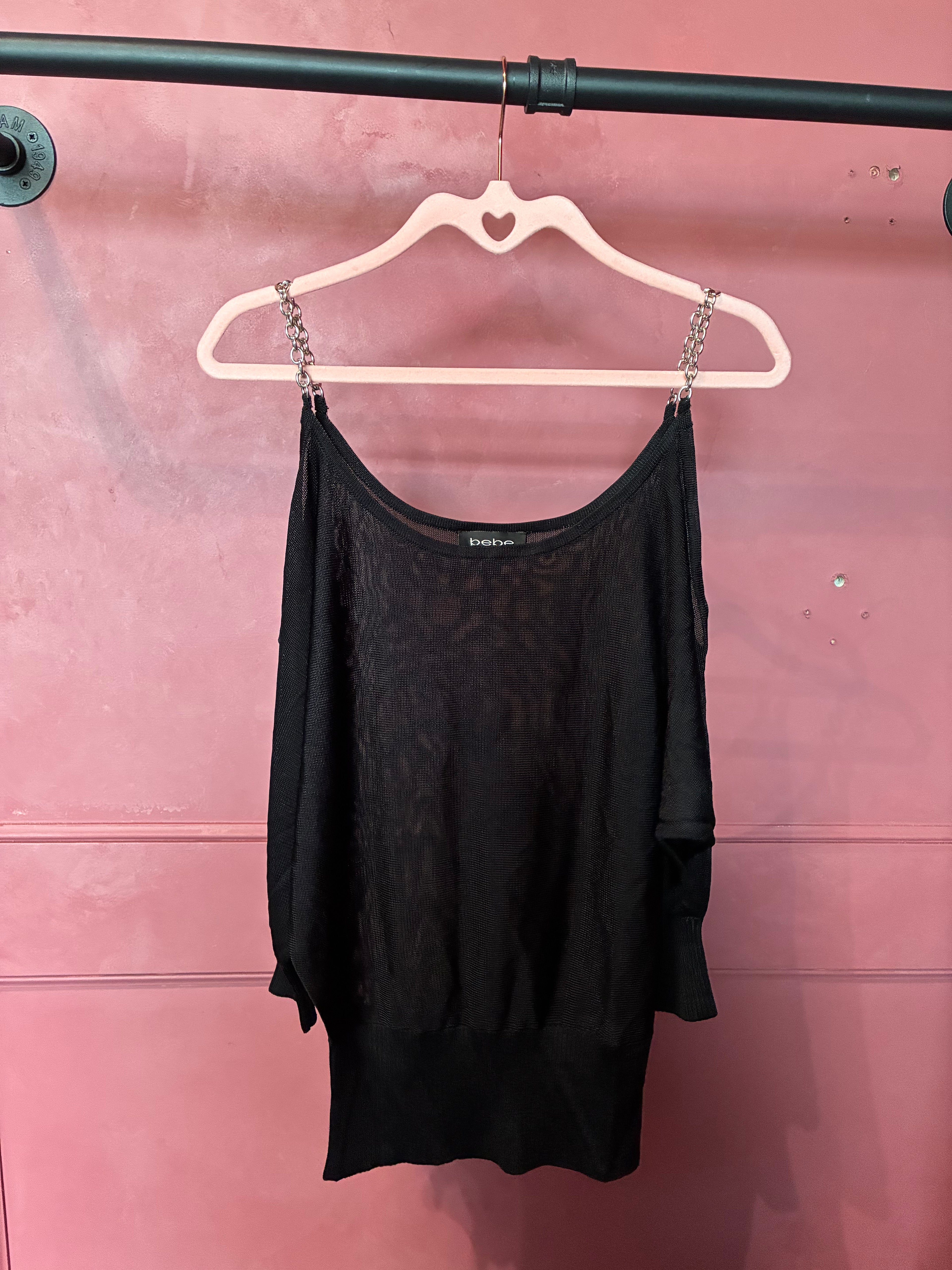 Vintage Bebe Black Chain Strap Top