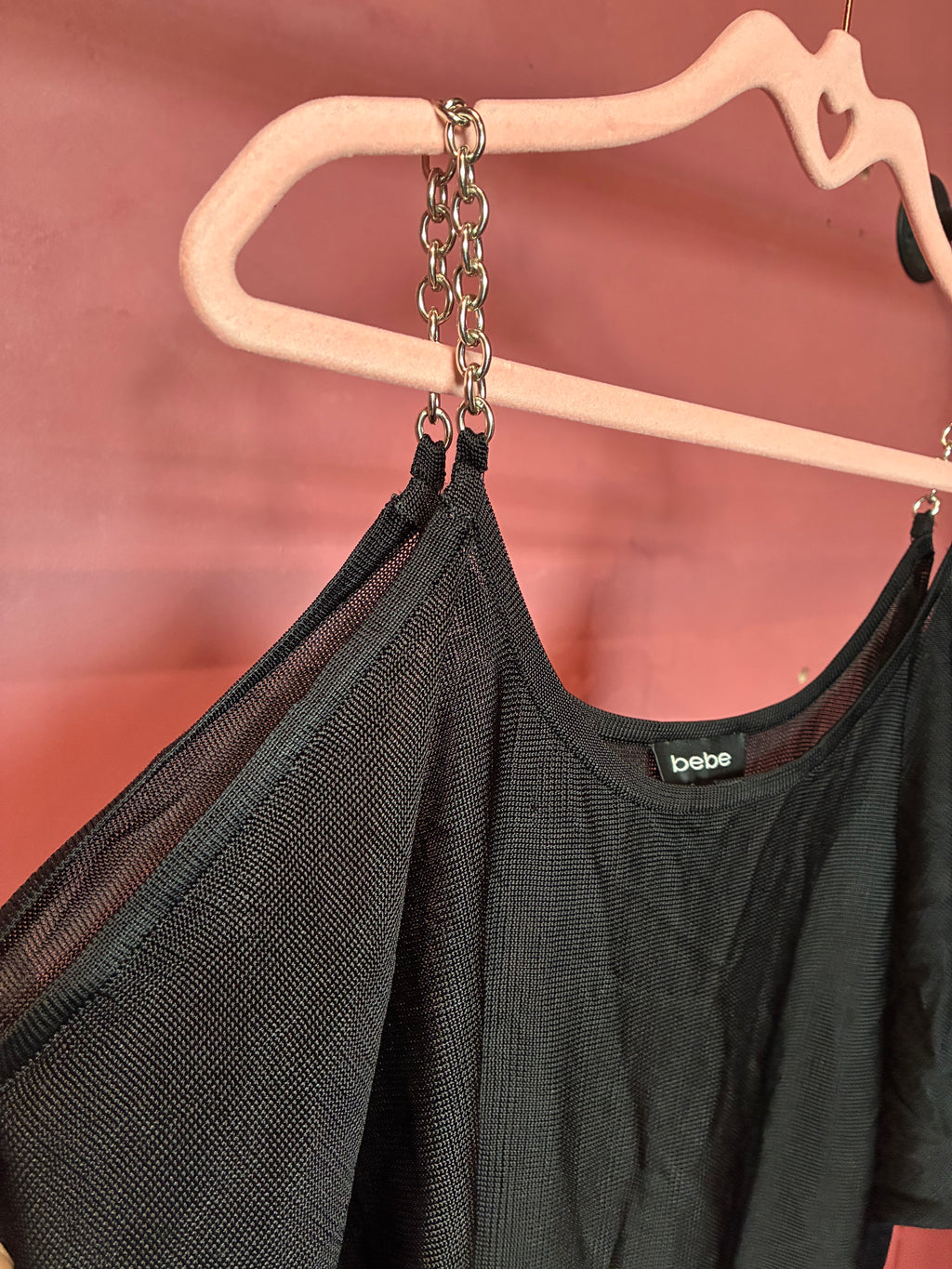 Vintage Bebe Black Chain Strap Top