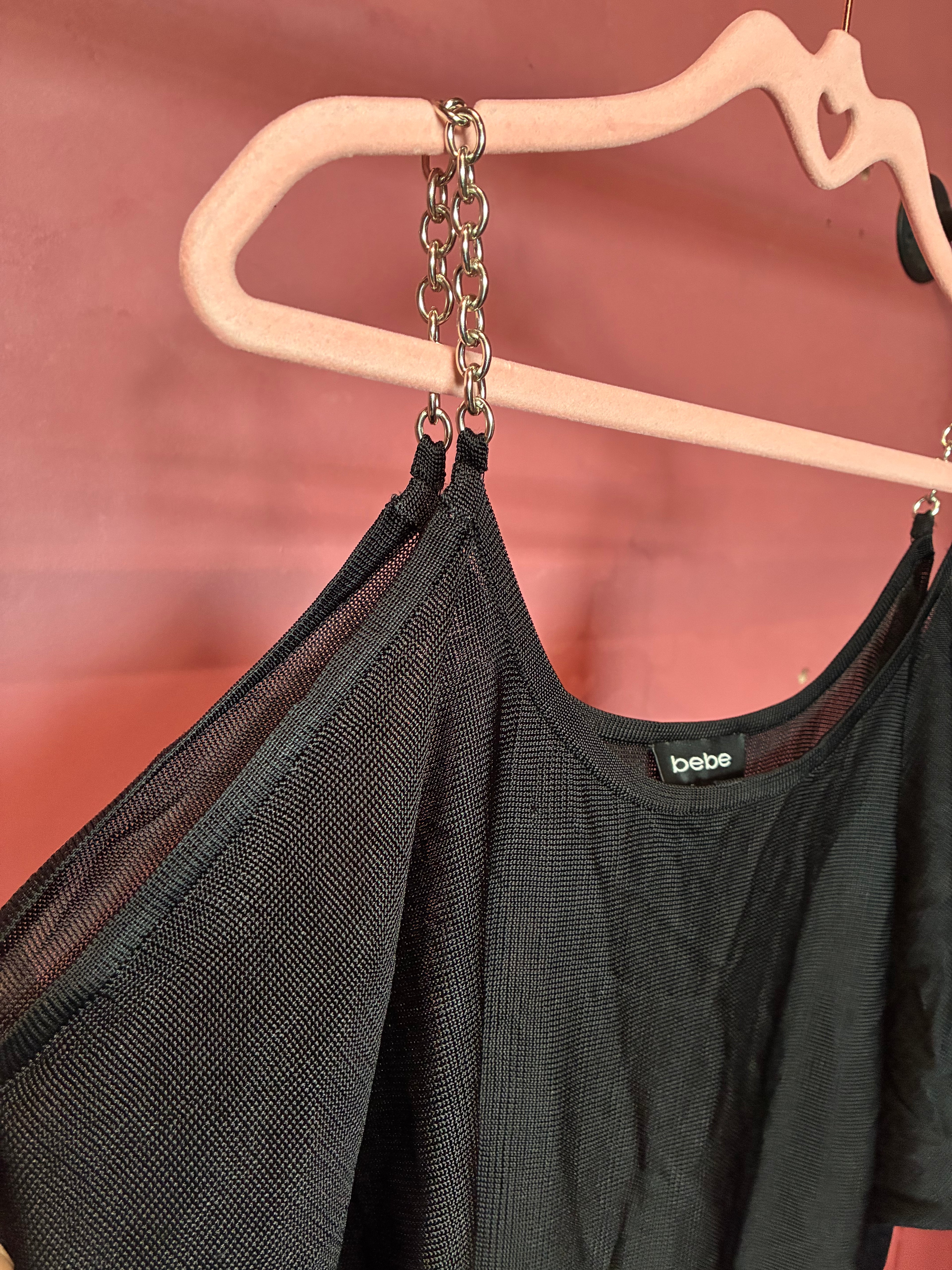 Vintage Bebe Black Chain Strap Top