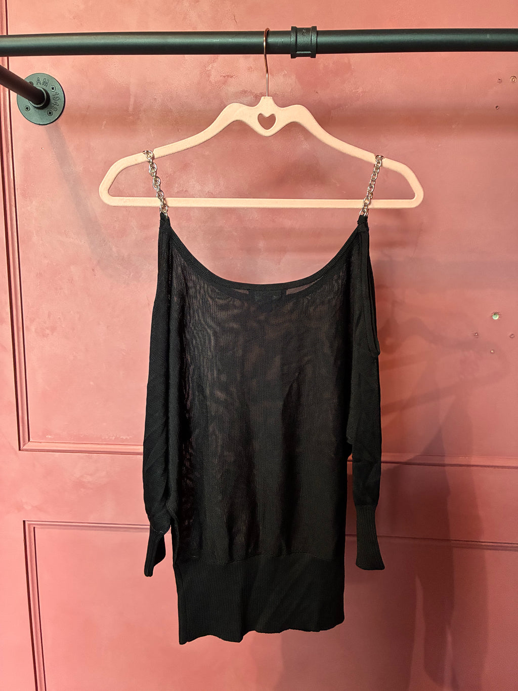 Vintage Bebe Black Chain Strap Top