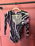 Cache Purple & Black Abstract Print Long Sleeve Top