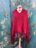 Red Faux Suede Pancho